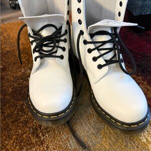 Dr Martens, smooth leather Classic White Lace-Up Combat Boots